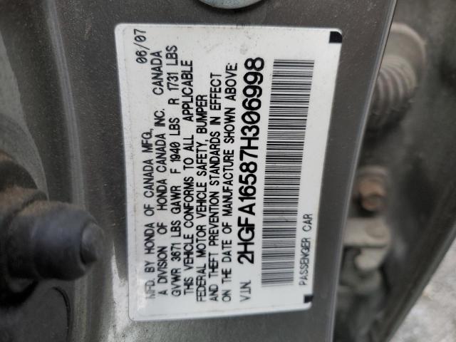 Photo 11 VIN: 2HGFA16587H306998 - HONDA CIVIC LX 