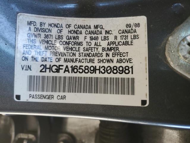 Photo 11 VIN: 2HGFA16589H308981 - HONDA CIVIC 