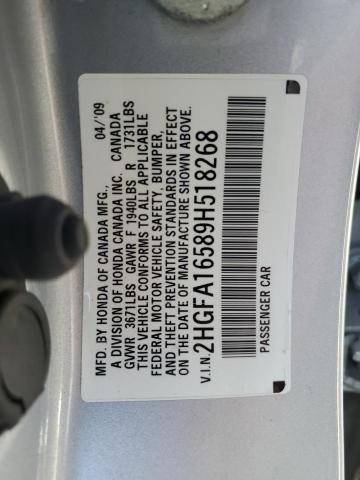 Photo 11 VIN: 2HGFA16589H518268 - HONDA CIVIC 