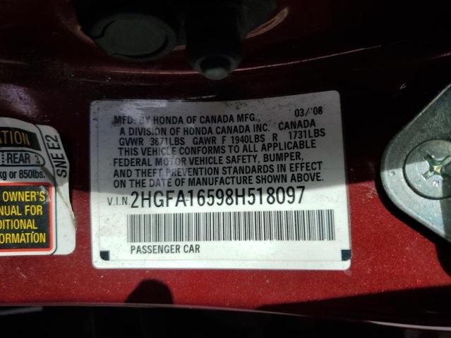 Photo 11 VIN: 2HGFA16598H518097 - HONDA CIVIC 