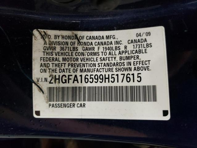 Photo 11 VIN: 2HGFA16599H517615 - HONDA CIVIC LX 