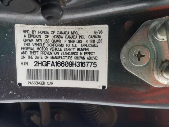 Photo 11 VIN: 2HGFA16609H316775 - HONDA CIVIC 