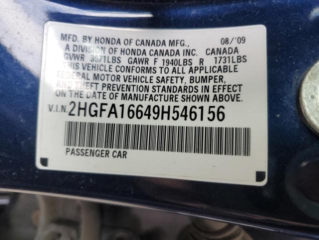 Photo 11 VIN: 2HGFA16649H546156 - HONDA CIVIC 