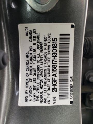 Photo 12 VIN: 2HGFA16817H301815 - HONDA CIVIC 