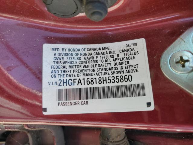 Photo 11 VIN: 2HGFA16818H535860 - HONDA CIVIC 