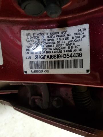 Photo 11 VIN: 2HGFA16819H354436 - HONDA CIVIC EX 