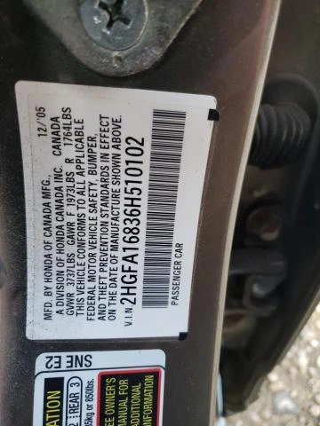 Photo 11 VIN: 2HGFA16836H510102 - HONDA CIVIC EX 