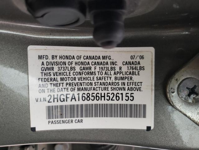 Photo 11 VIN: 2HGFA16856H526155 - HONDA CIVIC 