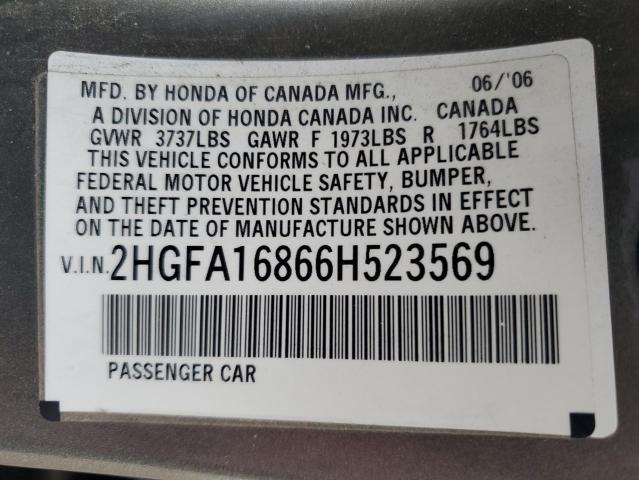 Photo 11 VIN: 2HGFA16866H523569 - HONDA CIVIC EX 