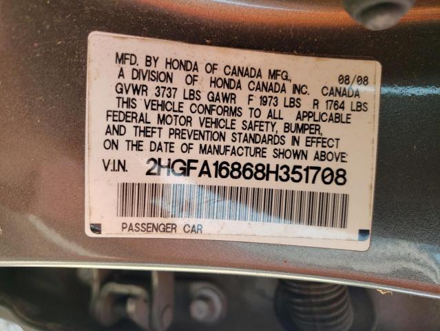 Photo 11 VIN: 2HGFA16868H351708 - HONDA CIVIC 