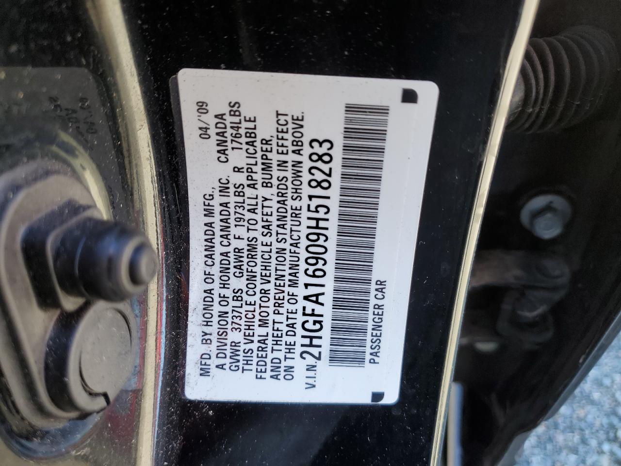 Photo 11 VIN: 2HGFA16909H518283 - HONDA CIVIC 