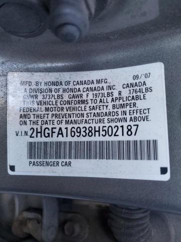 Photo 11 VIN: 2HGFA16938H502187 - HONDA CIVIC 