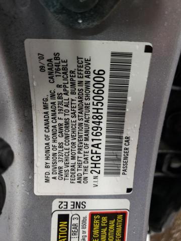 Photo 12 VIN: 2HGFA16948H506006 - HONDA CIVIC 