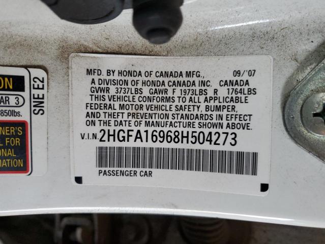 Photo 12 VIN: 2HGFA16968H504273 - HONDA CIVIC EXL 