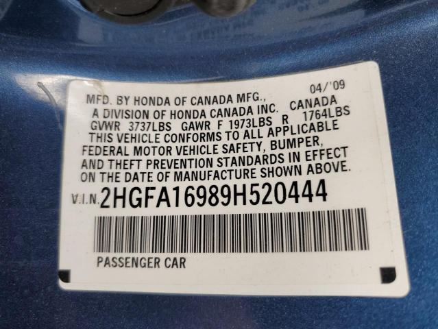 Photo 11 VIN: 2HGFA16989H520444 - HONDA CIVIC EXL 