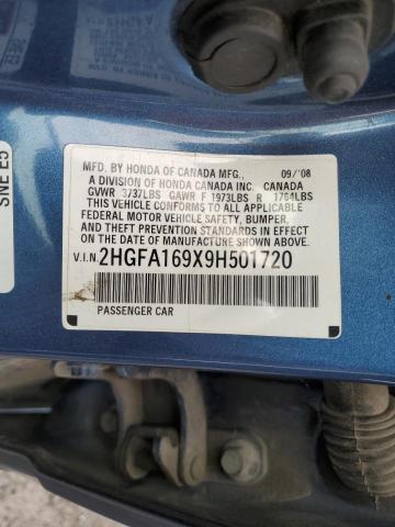 Photo 11 VIN: 2HGFA169X9H501720 - HONDA CIVIC EXL 