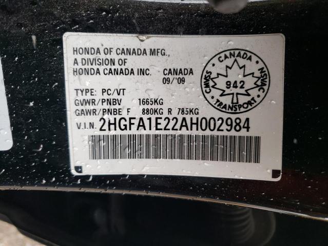 Photo 9 VIN: 2HGFA1E22AH002984 - HONDA CIVIC DX 