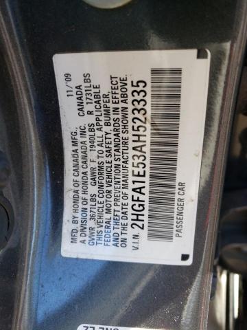 Photo 9 VIN: 2HGFA1E53AH523335 - HONDA CIVIC LX 