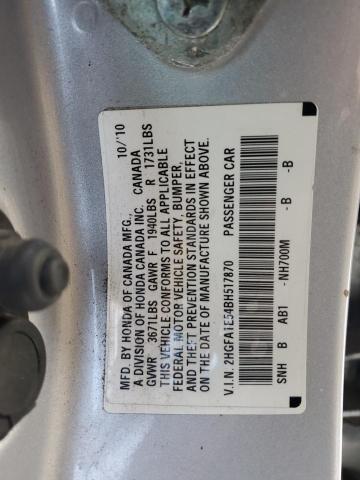 Photo 11 VIN: 2HGFA1E54BH517870 - HONDA CIVIC 