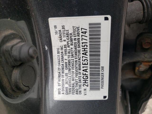 Photo 11 VIN: 2HGFA1E57AH517747 - HONDA CIVIC LX 