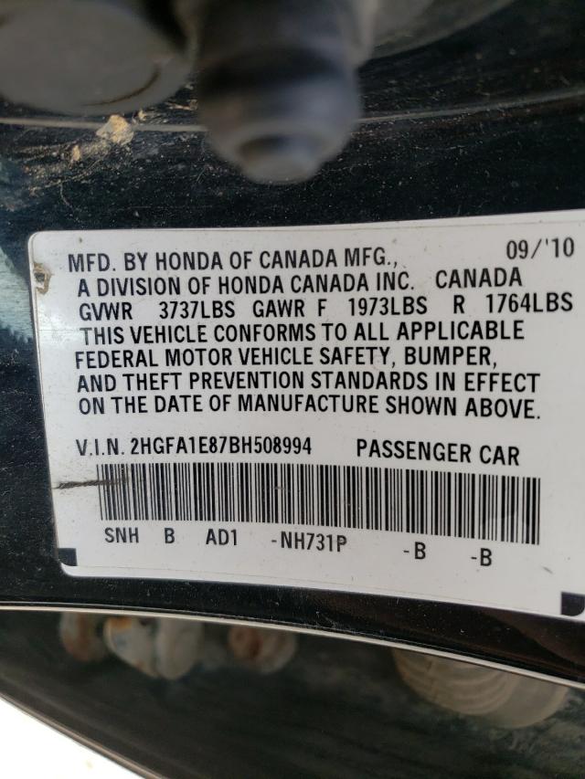 Photo 9 VIN: 2HGFA1E87BH508994 - HONDA CIVIC EX 