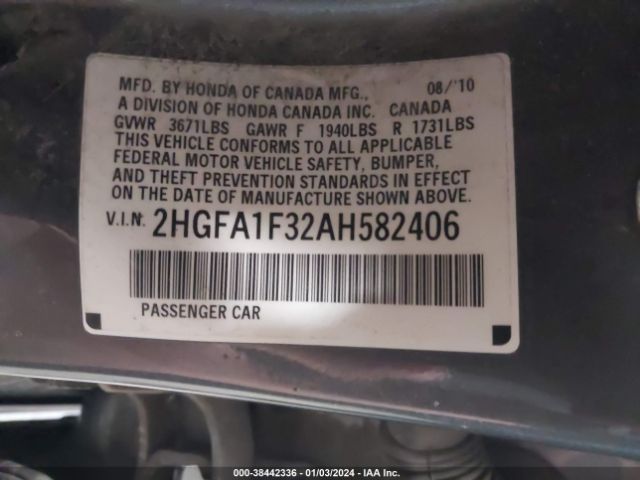 Photo 8 VIN: 2HGFA1F32AH582406 - HONDA CIVIC 