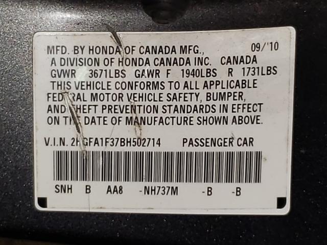 Photo 9 VIN: 2HGFA1F37BH502714 - HONDA CIVIC VP 