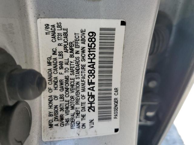 Photo 12 VIN: 2HGFA1F38AH311589 - HONDA CIVIC 