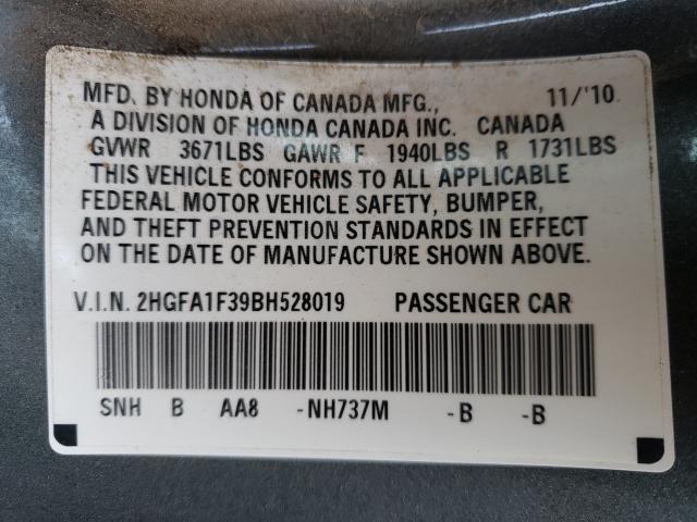 Photo 9 VIN: 2HGFA1F39BH528019 - HONDA CIVIC VP 