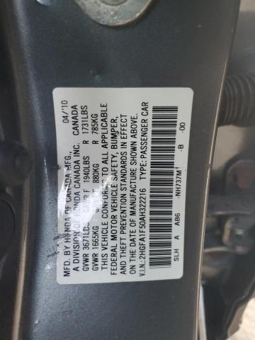 Photo 11 VIN: 2HGFA1F50AH322216 - HONDA CIVIC 