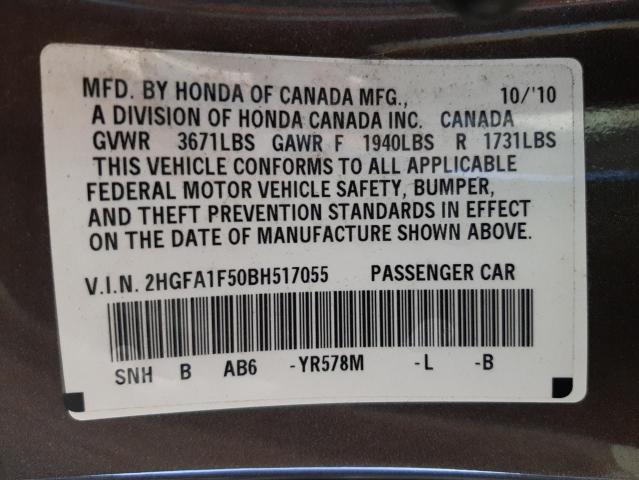 Photo 9 VIN: 2HGFA1F50BH517055 - HONDA CIVIC LX 