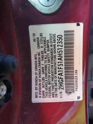 Photo 9 VIN: 2HGFA1F51AH512350 - HONDA CIVIC LX 