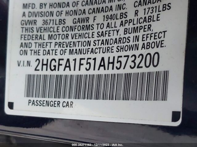 Photo 8 VIN: 2HGFA1F51AH573200 - HONDA CIVIC 