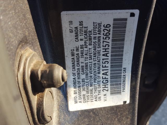 Photo 9 VIN: 2HGFA1F51AH575626 - HONDA CIVIC LX 