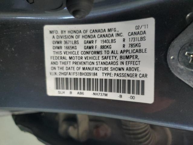 Photo 11 VIN: 2HGFA1F51BH309184 - HONDA CIVIC LX 