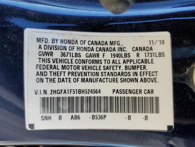 Photo 12 VIN: 2HGFA1F51BH524564 - HONDA CIVIC LX 