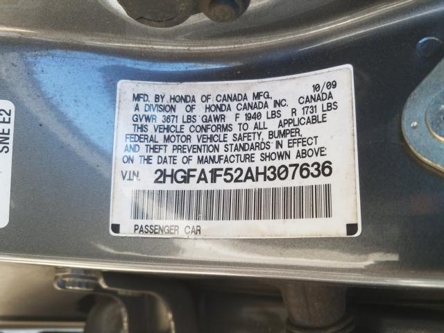 Photo 9 VIN: 2HGFA1F52AH307636 - HONDA CIVIC LX 