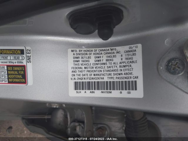 Photo 8 VIN: 2HGFA1F52AH324744 - HONDA CIVIC 