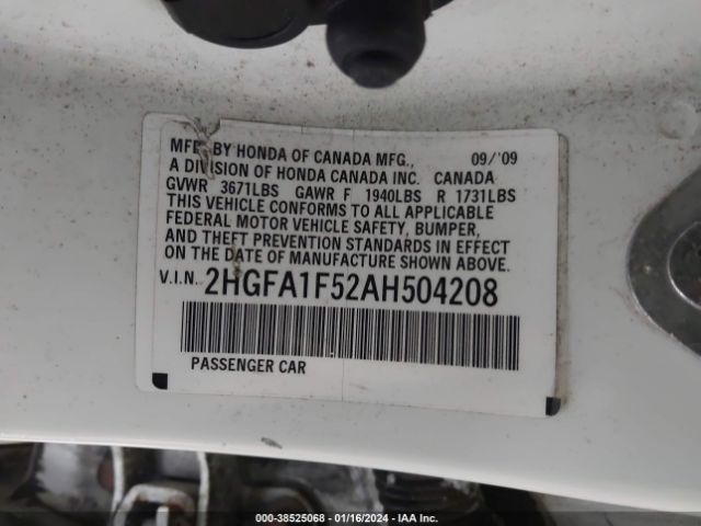 Photo 8 VIN: 2HGFA1F52AH504208 - HONDA CIVIC 