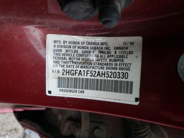 Photo 9 VIN: 2HGFA1F52AH520330 - HONDA CIVIC LX 