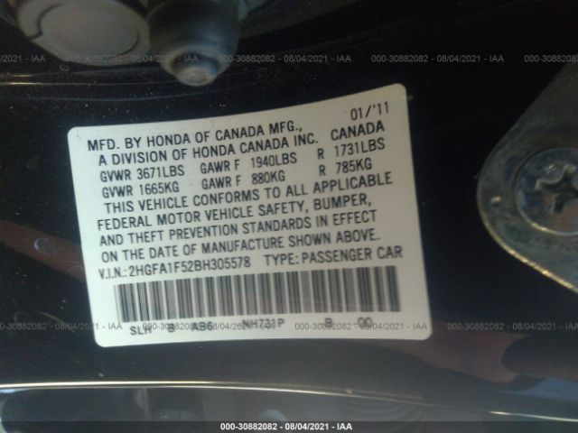 Photo 8 VIN: 2HGFA1F52BH305578 - HONDA CIVIC SDN 