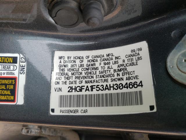 Photo 9 VIN: 2HGFA1F53AH304664 - HONDA CIVIC LX 