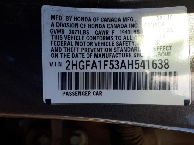 Photo 9 VIN: 2HGFA1F53AH541638 - HONDA CIVIC LX 