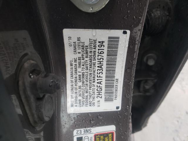 Photo 11 VIN: 2HGFA1F53AH576194 - HONDA CIVIC LX 