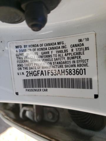 Photo 9 VIN: 2HGFA1F53AH583601 - HONDA CIVIC LX 