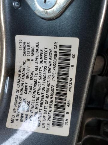 Photo 11 VIN: 2HGFA1F53BH305072 - HONDA CIVIC LX 