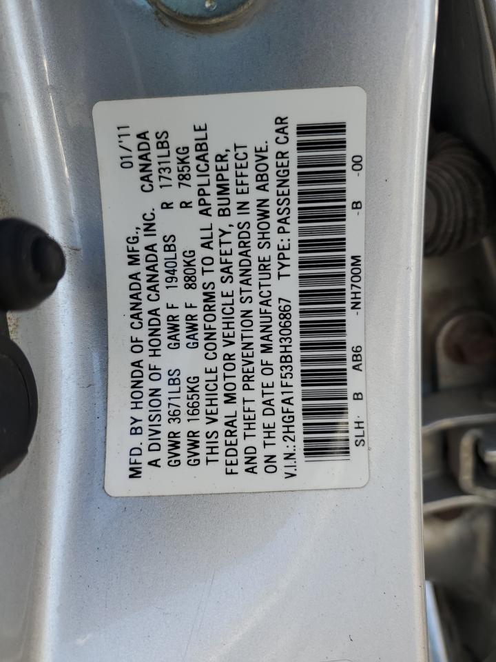 Photo 11 VIN: 2HGFA1F53BH306867 - HONDA CIVIC 