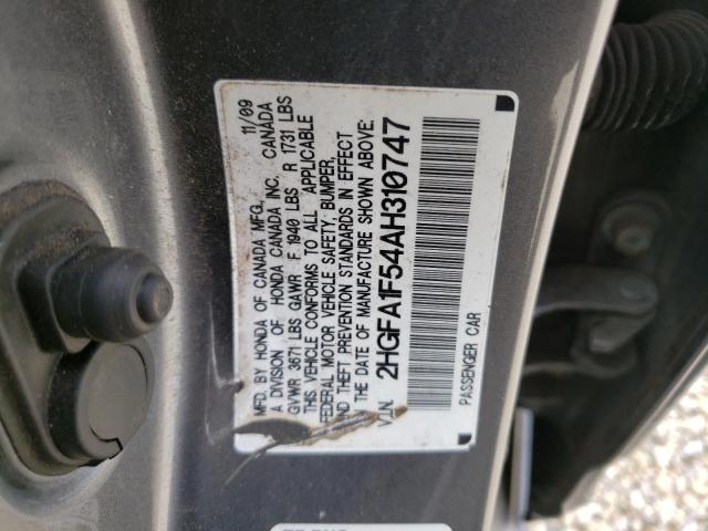 Photo 9 VIN: 2HGFA1F54AH310747 - HONDA CIVIC LX 