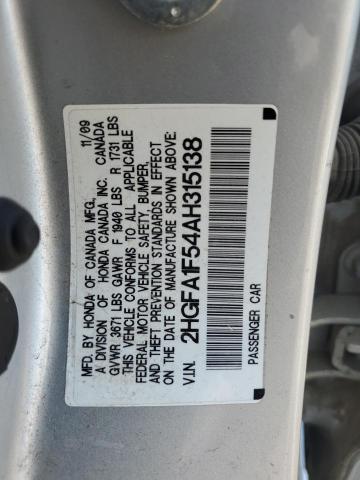 Photo 11 VIN: 2HGFA1F54AH315138 - HONDA CIVIC LX 