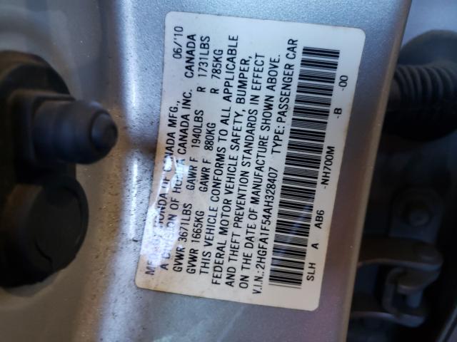 Photo 9 VIN: 2HGFA1F54AH328407 - HONDA CIVIC LX 